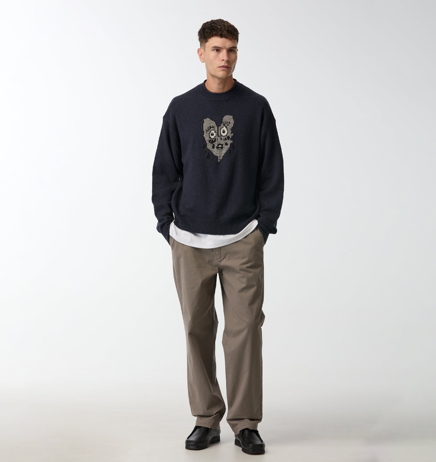 Heartache Rolled Neck Knit Sweater - Navy