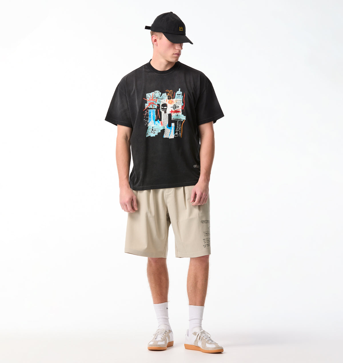 Basquiat Scribble Alby Pleat Short - Stone