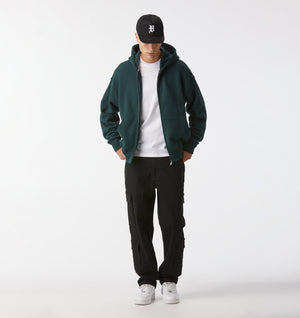 Zip Up Box Hood - Dark Green