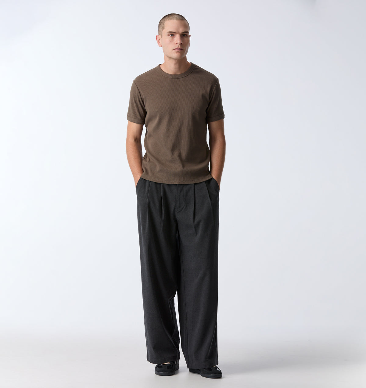 Ribbed Slim Tee - Smoke Moss