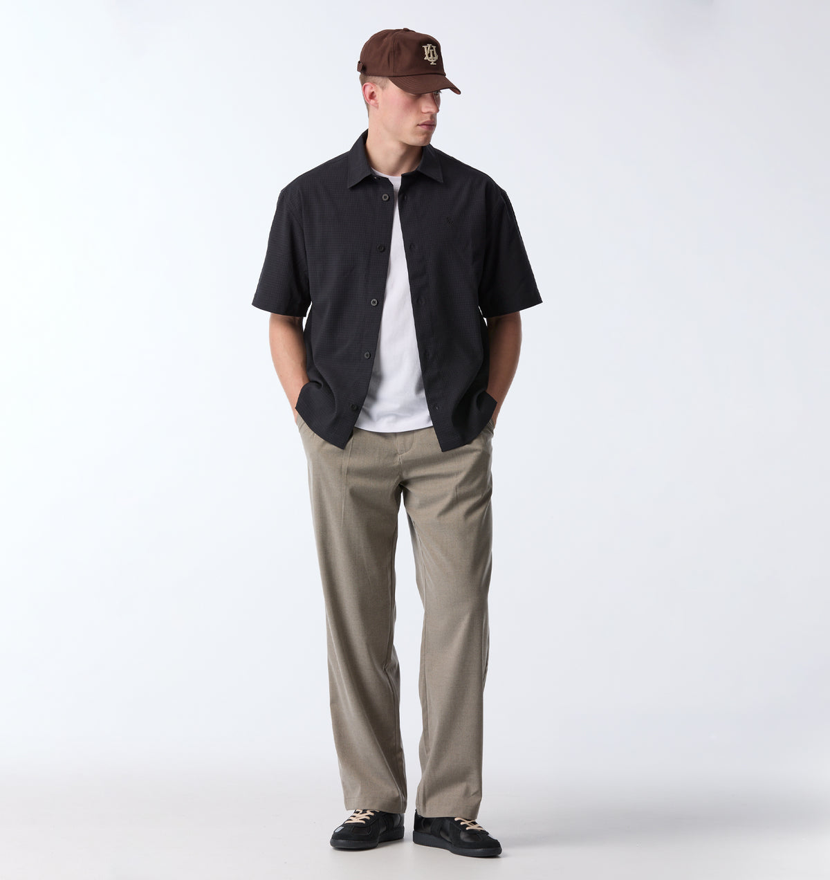 Twin Pleat Pant - Sand Herringbone