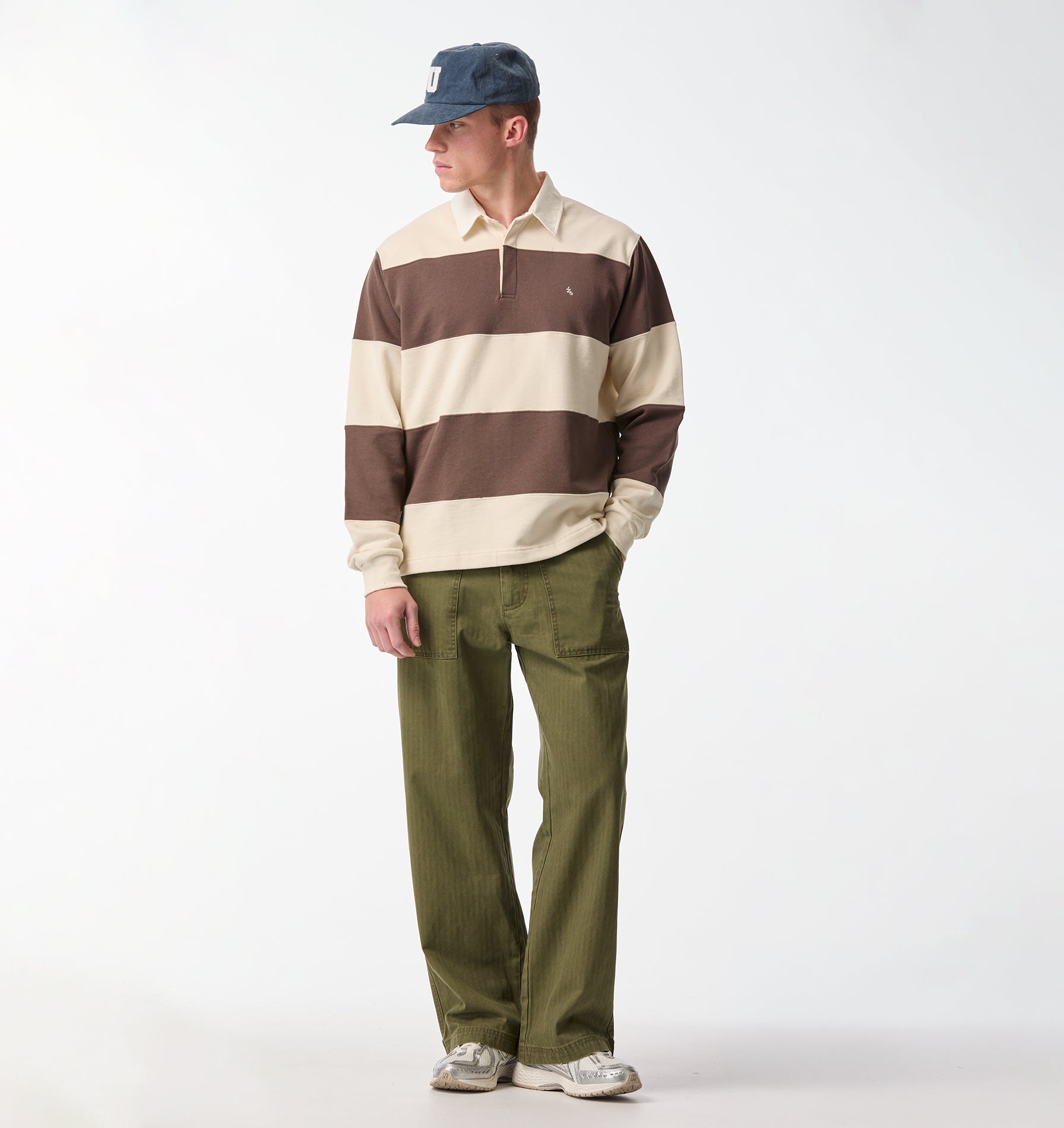 Stripe LS Rugby - Brown/Off White