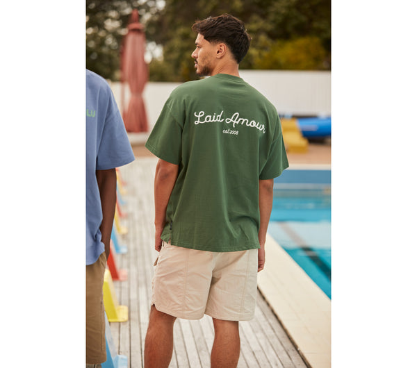 Chainstitch Box Tee - Forest Green