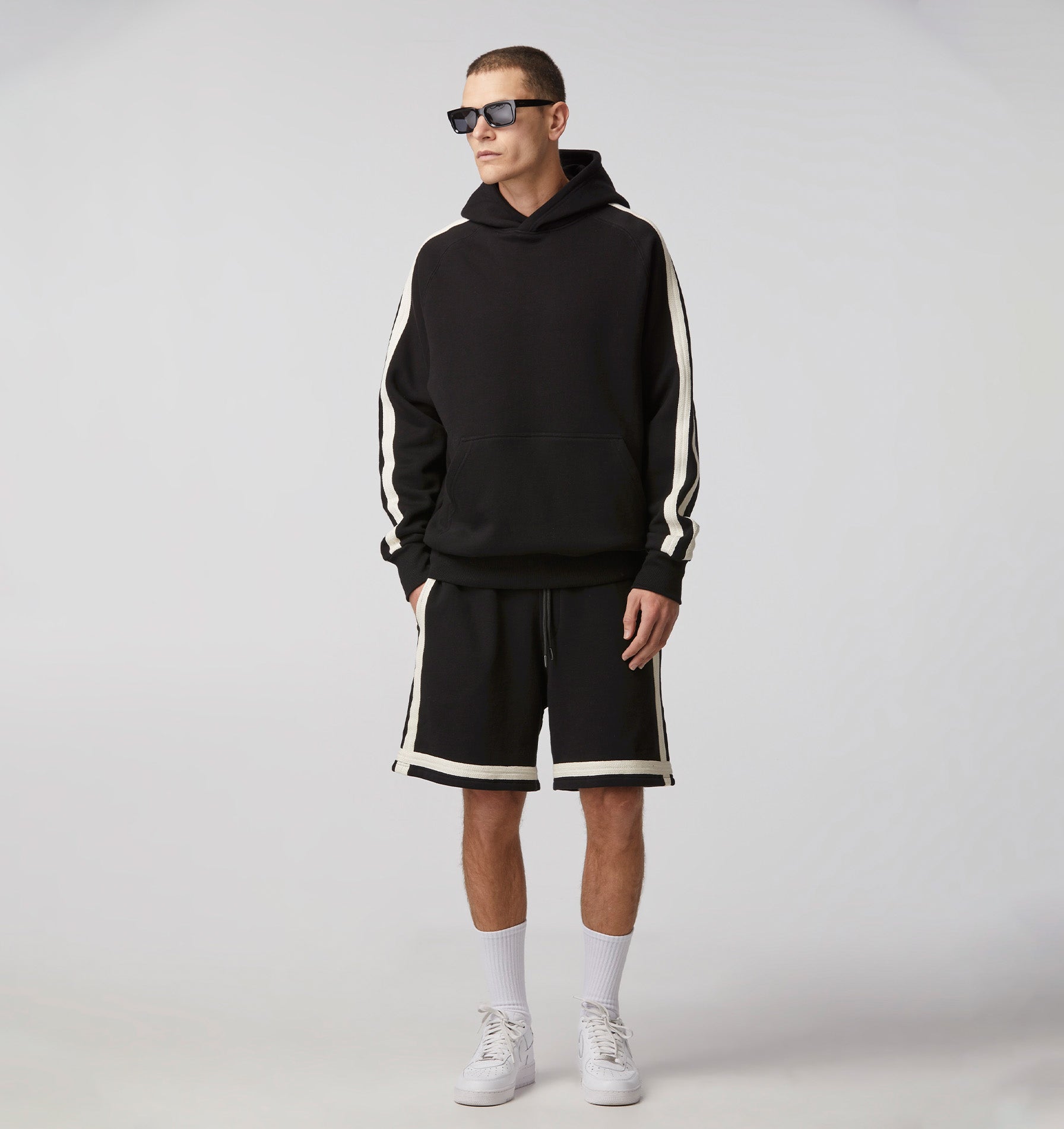 Lace Trim Trackie Short - Black