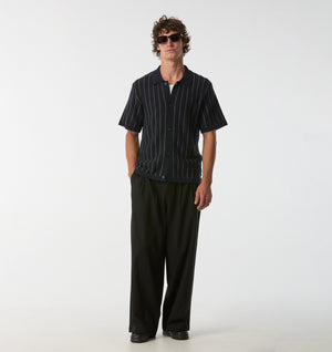 Jasper Knit SS Shirt - Navy Stripe