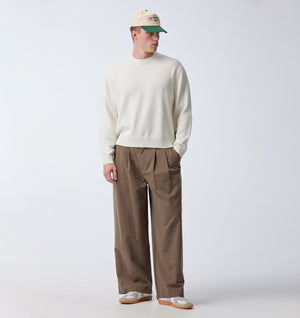 Cotton Albert Pleated Pant - Mushroom
