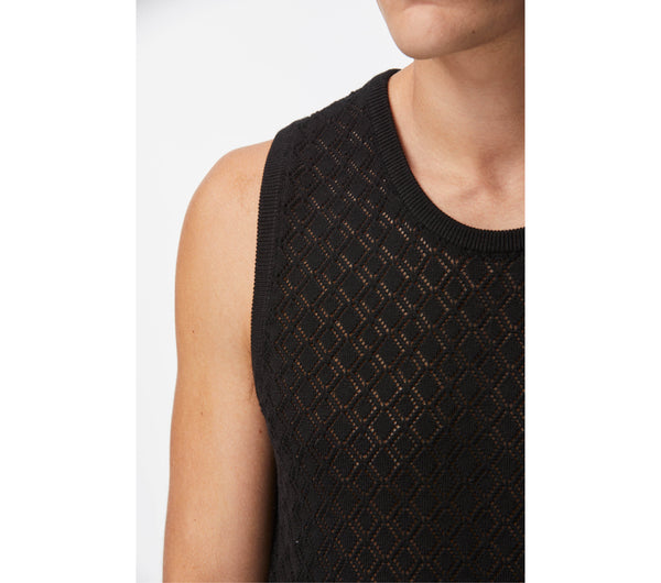 Lace Knit Tank - Black