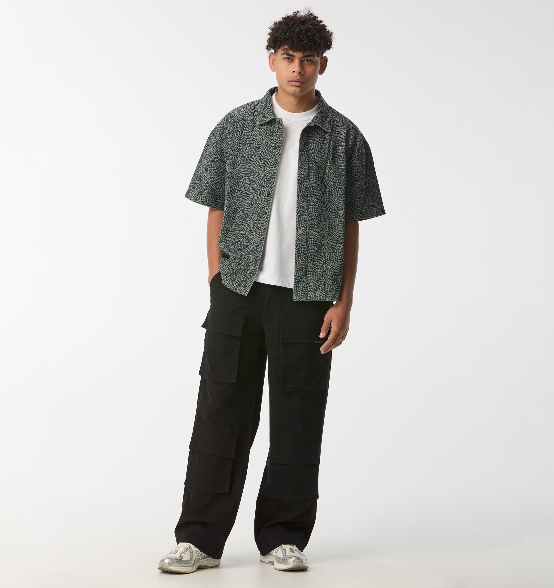 Textured Kai Denim SS Shirt - Aged Indigo