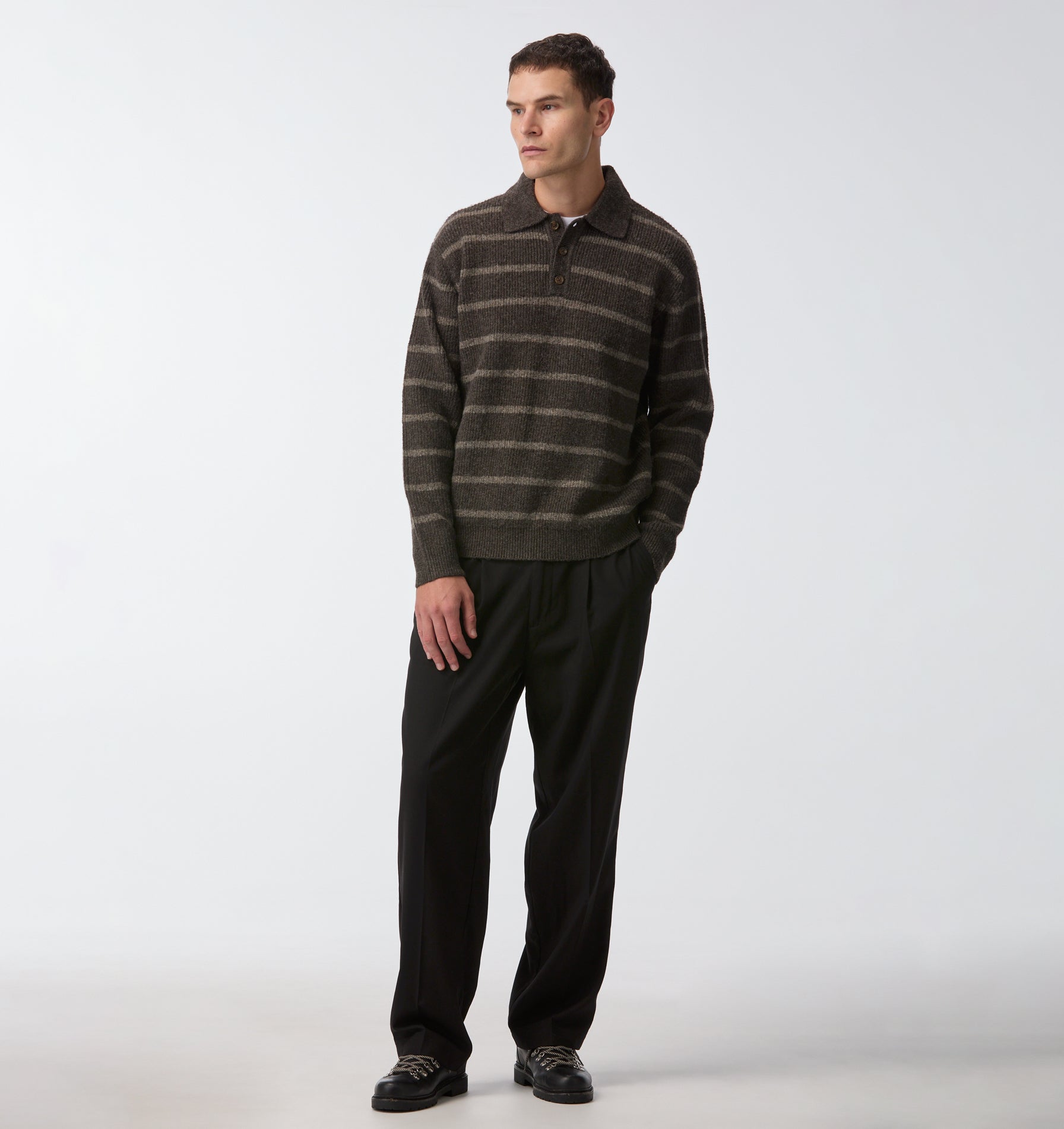 Knit Aldern Striped Pullover - Brown Stripe