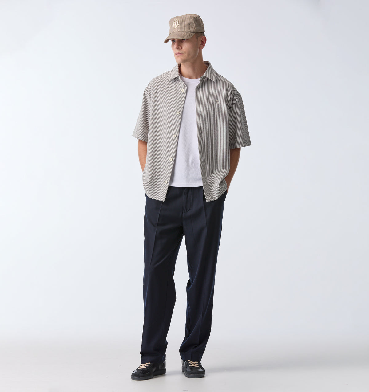Dawson SS Shirt - White/Black Stripe