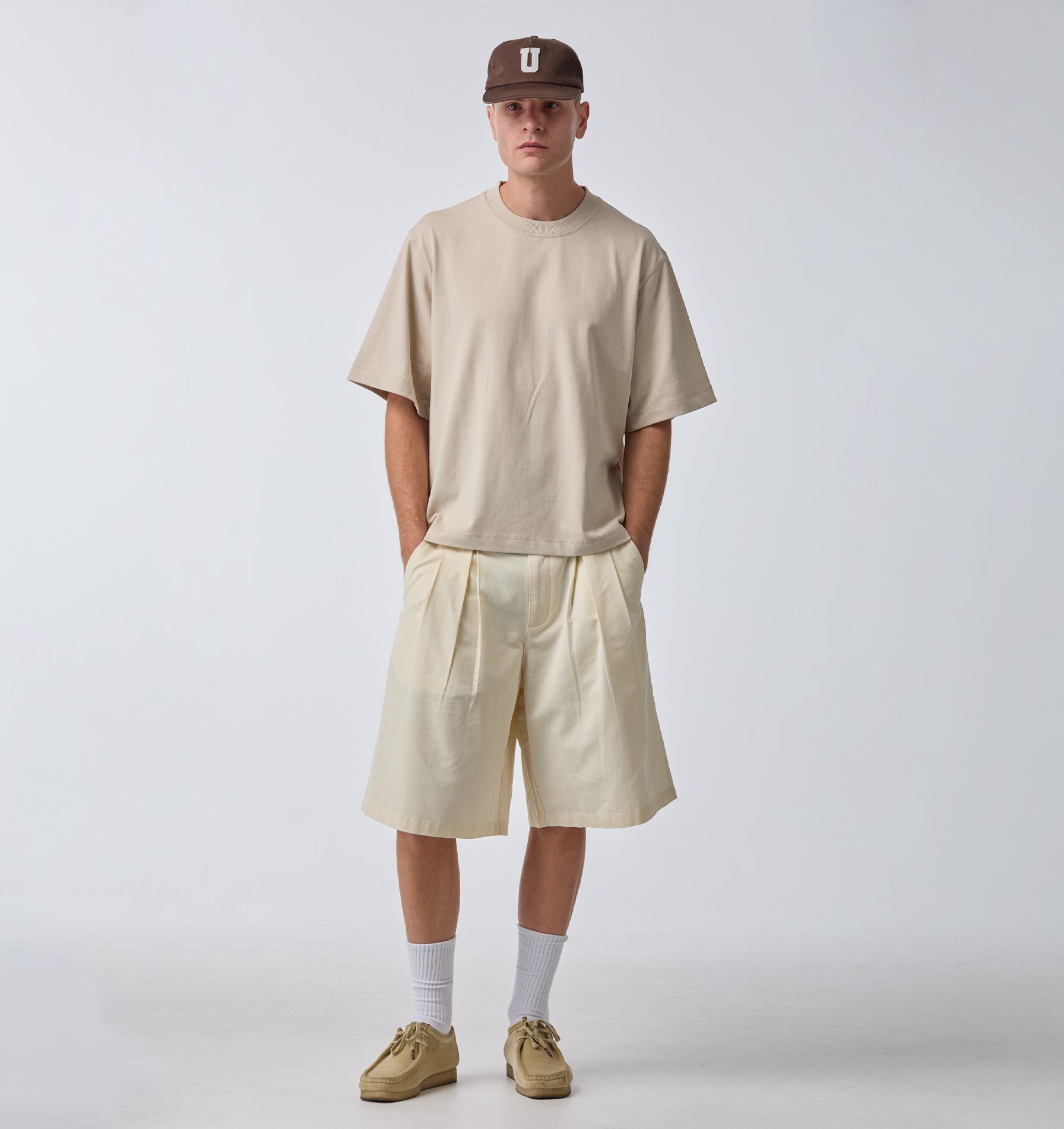 Wide Pleat Short - Ecru