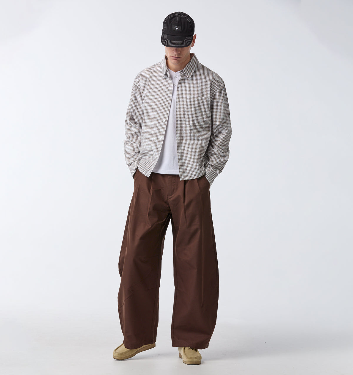 Balloon Pleat Pant - Brown