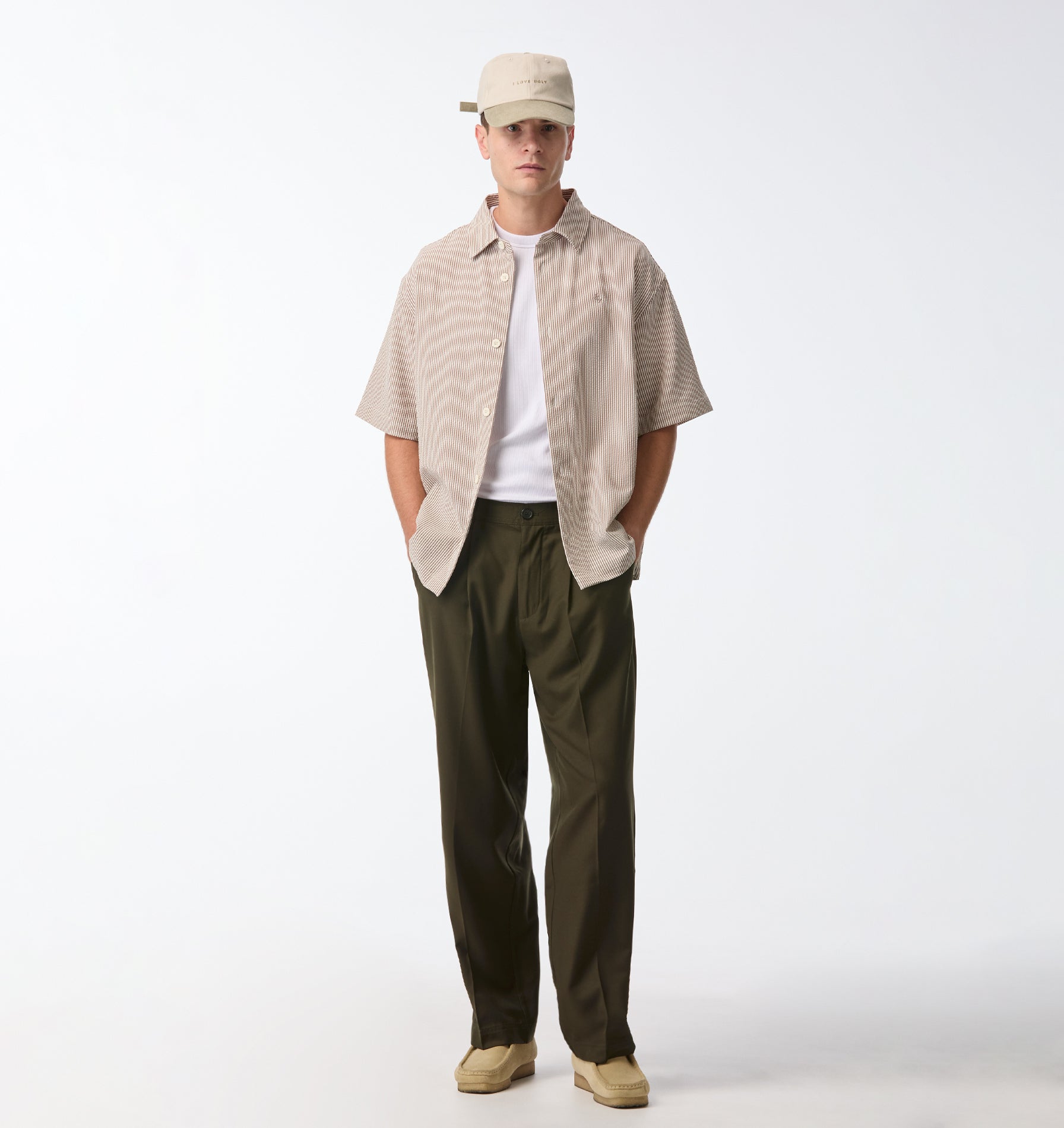 Dawson Boxy SS Shirt - Brown Stripe