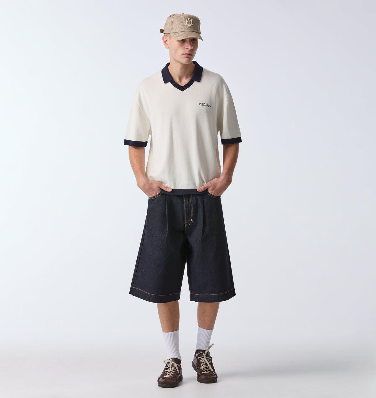 Knit SS Polo - Off White/Navy