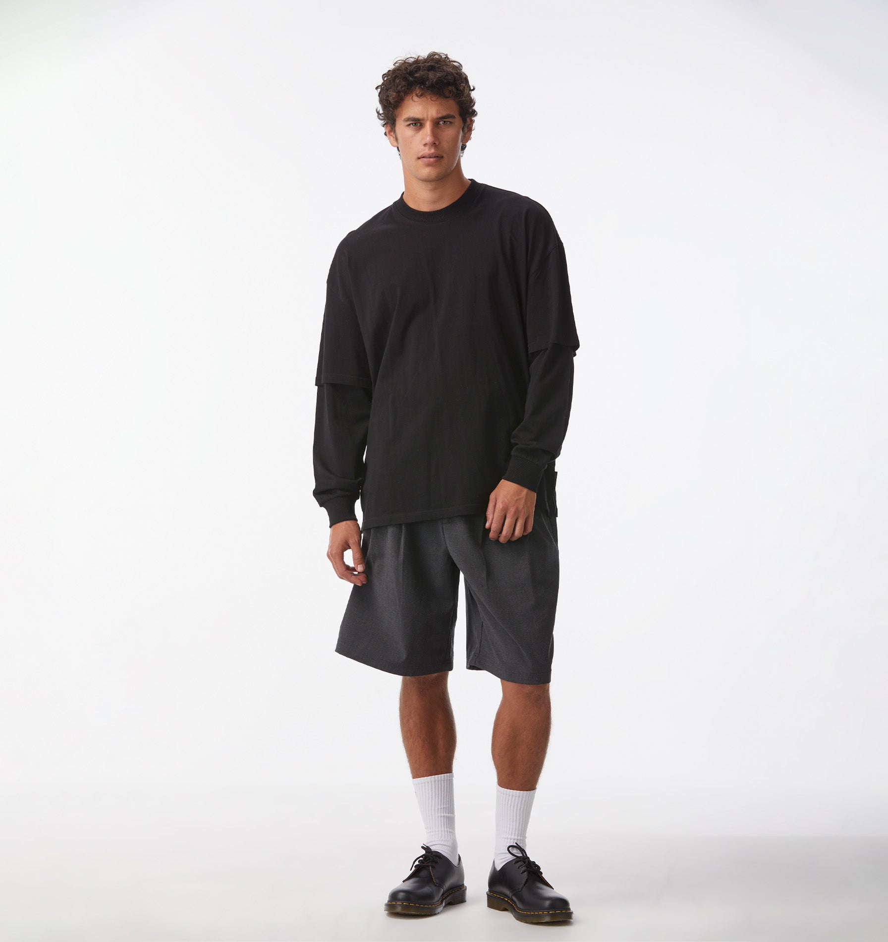 Layered LS Box Tee - Black