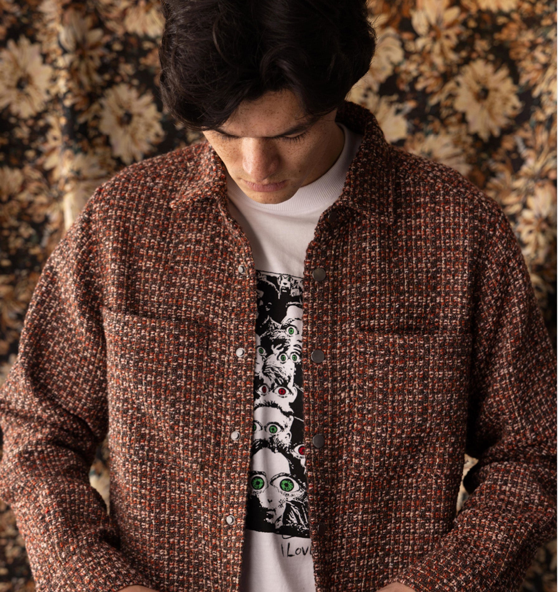 Boucle Overshirt - Brown/Rust