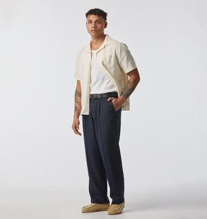Linen Cuban Collar SS Shirt - Off White