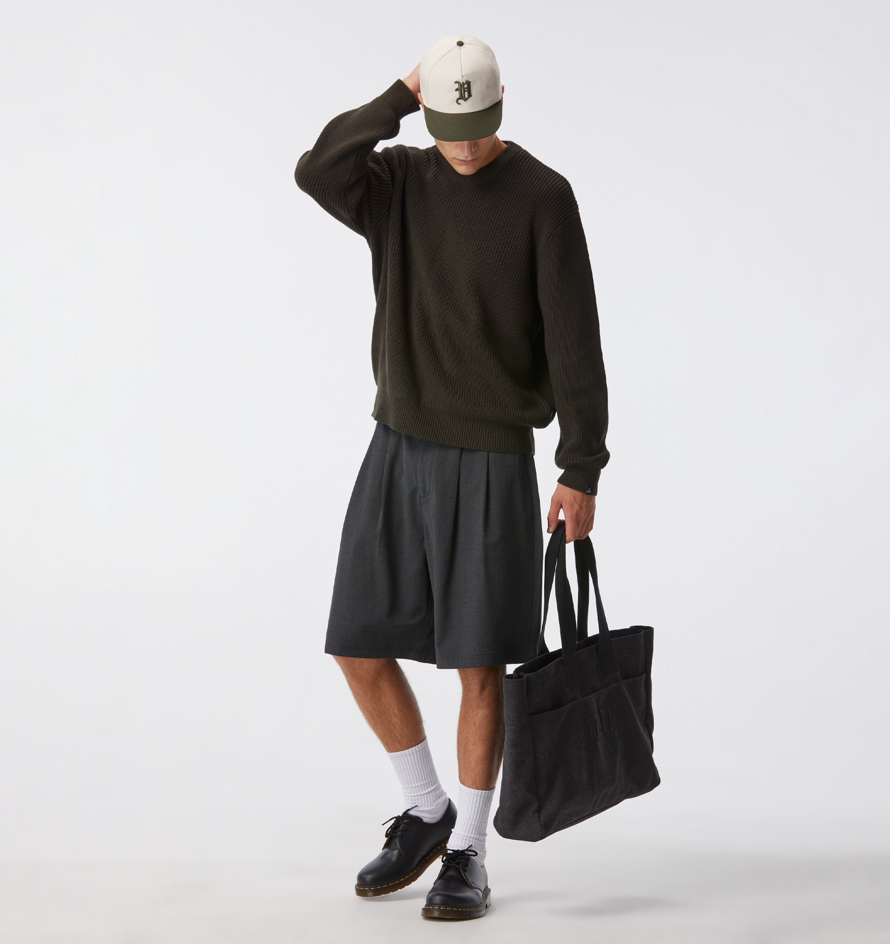Cropped Knit Sweater - Burnt Olive