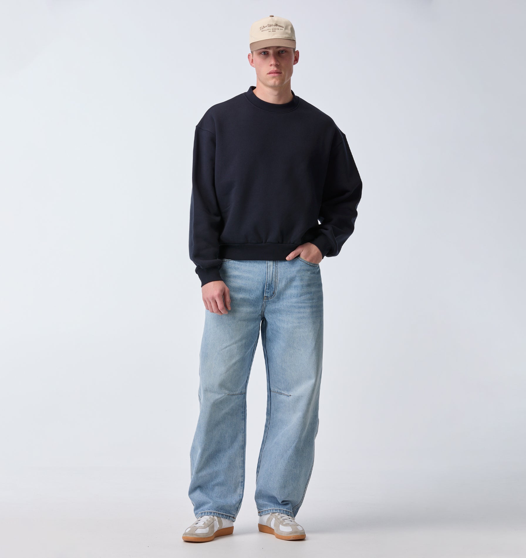 Heavy Box Crop Crew - Midnight Navy