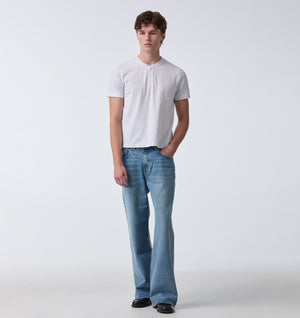 Henley Muscle Tee - White