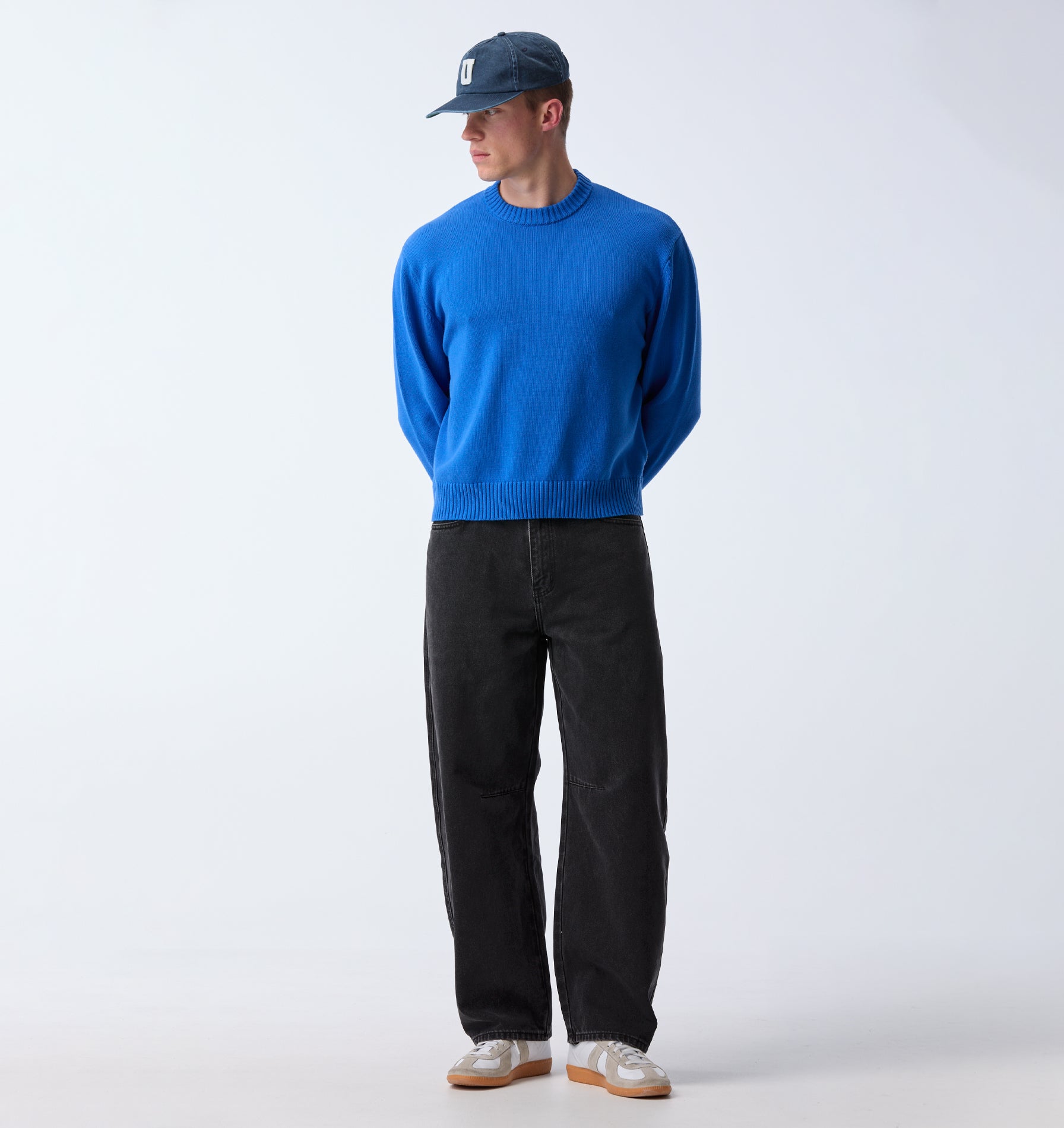 Midweight Crop Knit Sweater - Cobalt