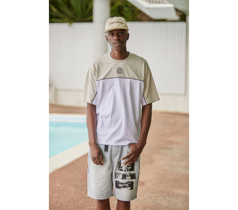 Piped Tee - White/Washed Stone