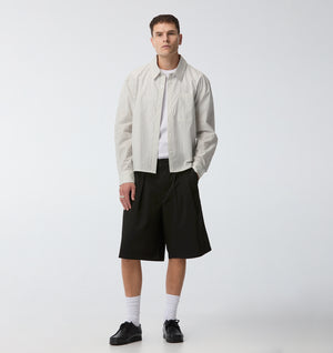 Crop LS Shirt - White/Black Stripe