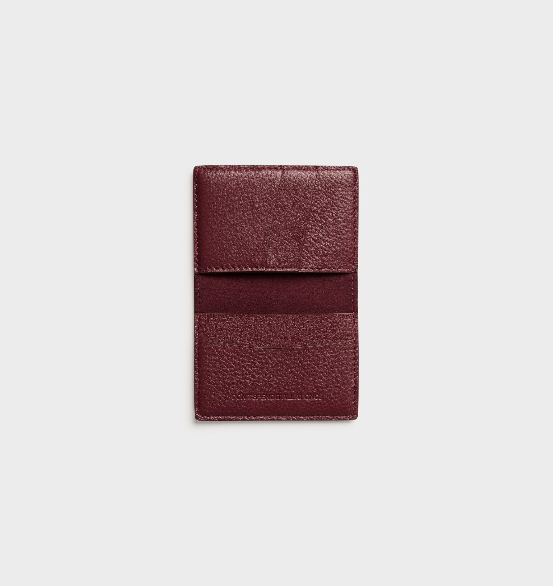 Leather Fold Card Holder - Burgundy