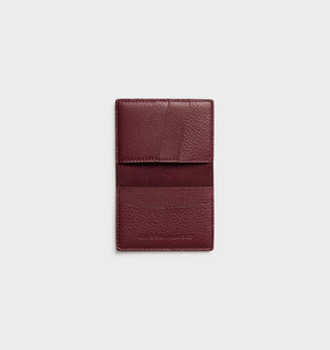 Leather Fold Card Holder - Burgundy