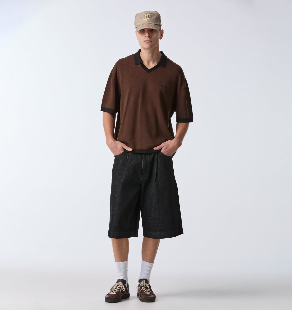 Knit SS Polo - Espresso/Black