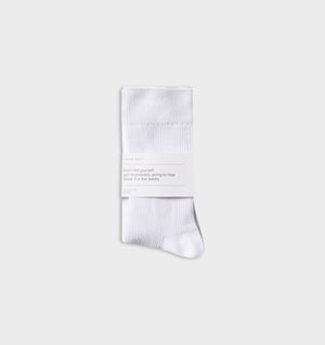 Mid Length Crew Sock - White