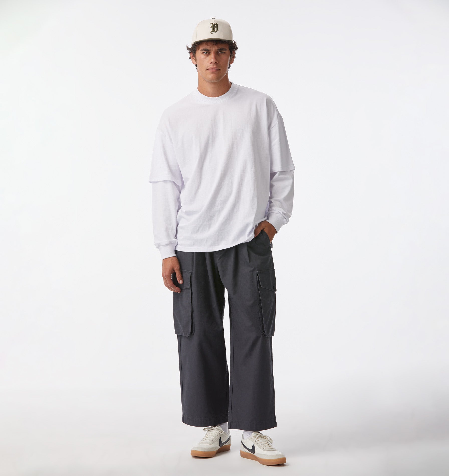 Layered LS Box Tee - White