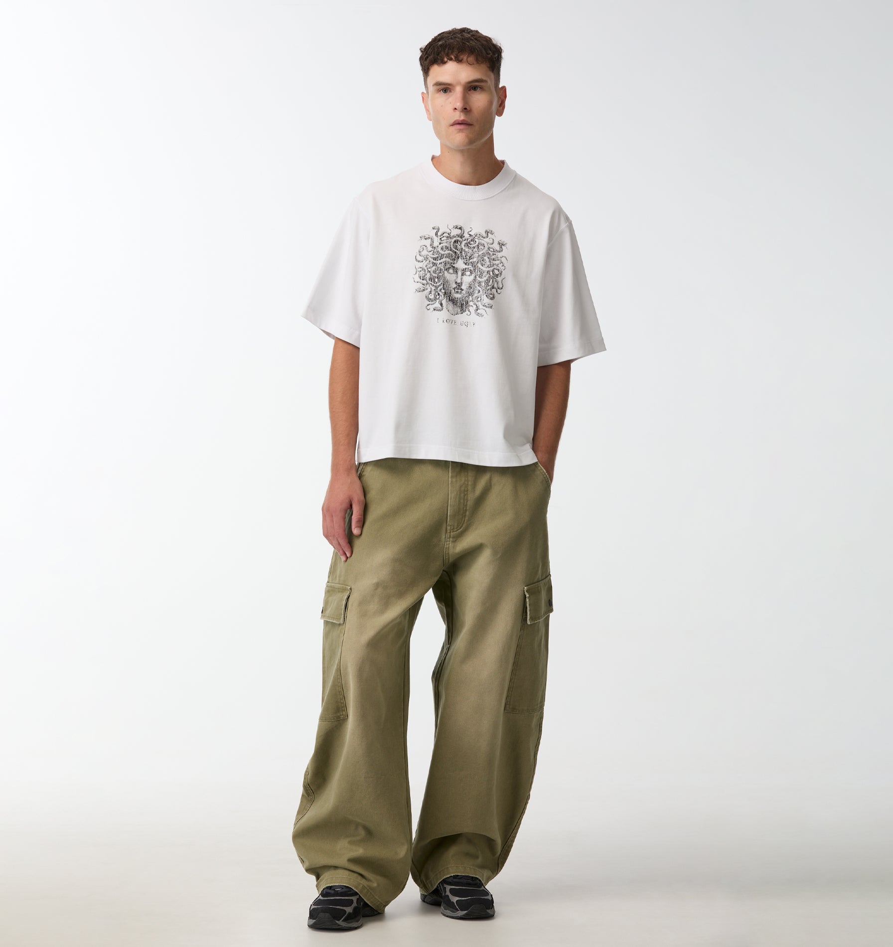Medusa Crop Box Tee - White | I Love Ugly