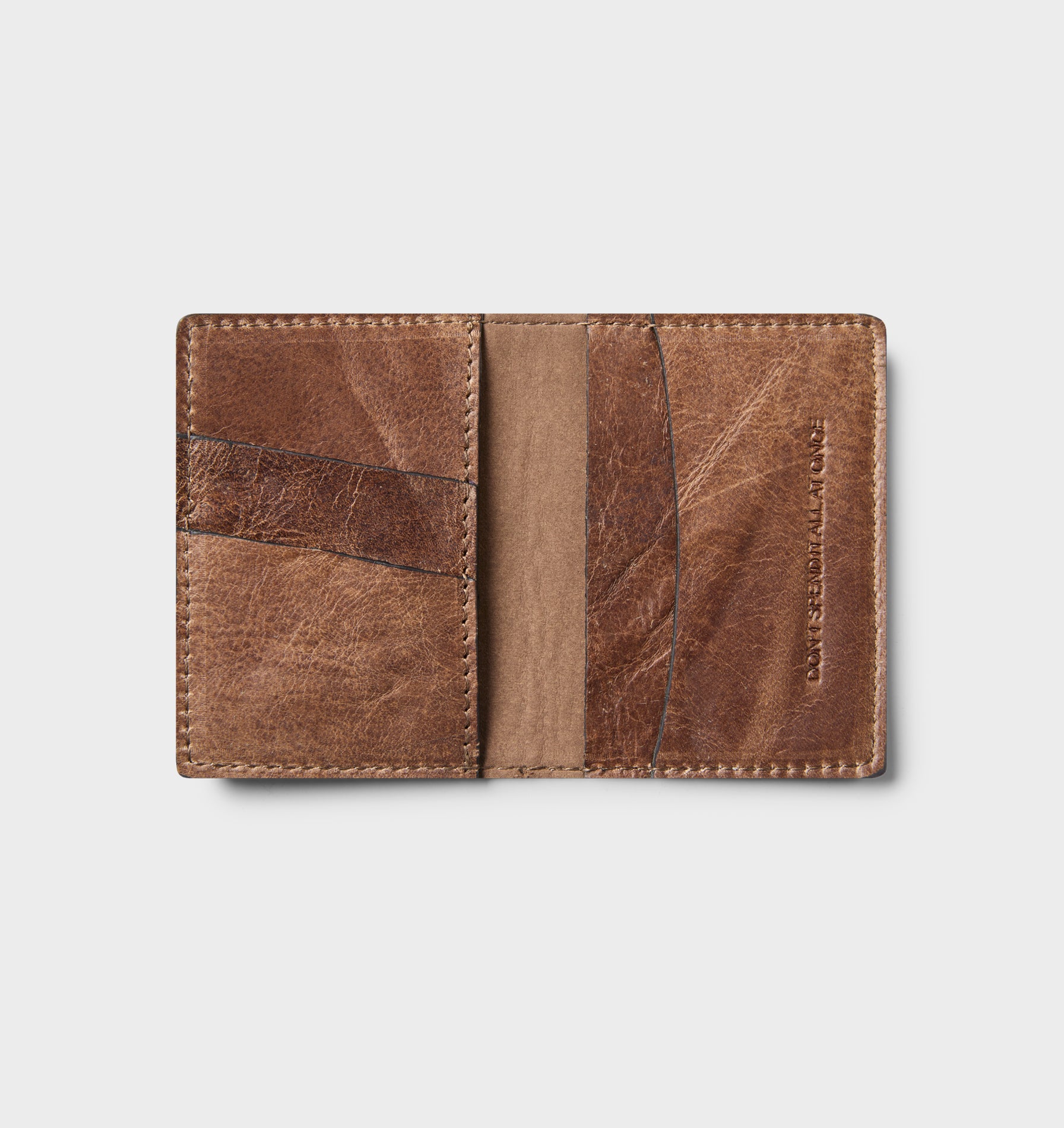 Leather Fold Card Holder - Brown