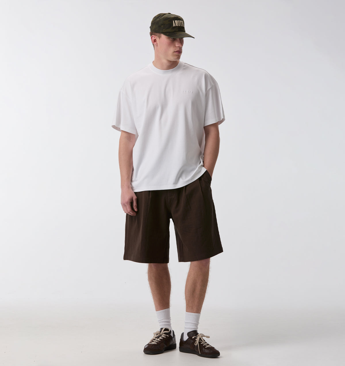 Linen Alby Pleated Short - Espresso