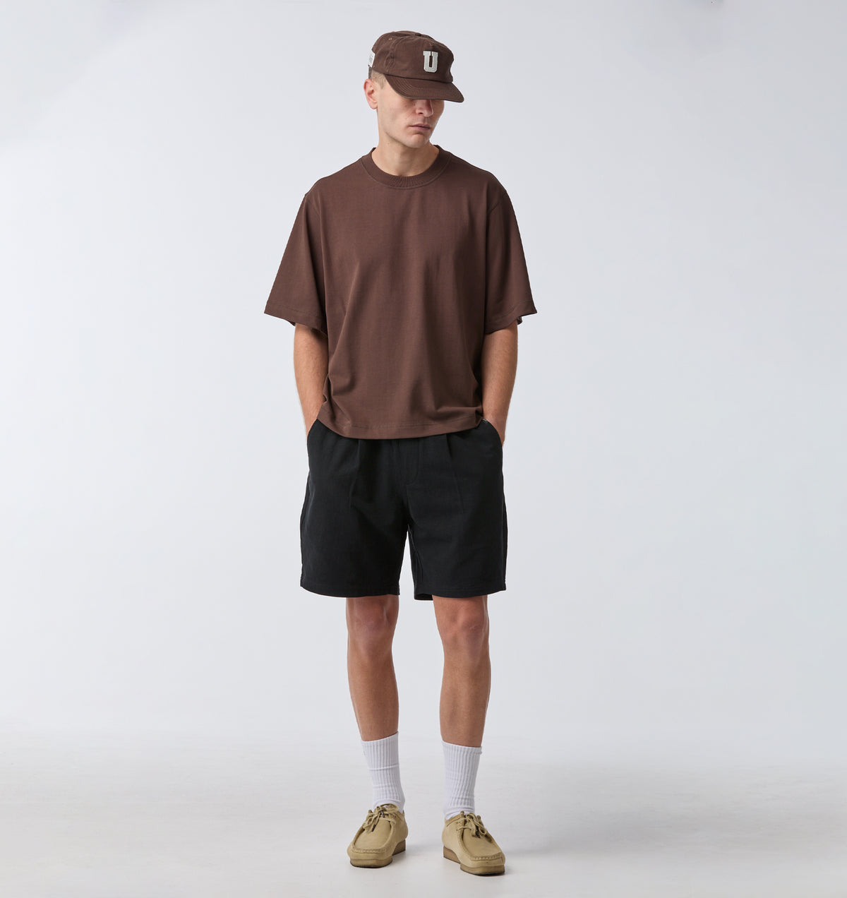 Linen Michael Pleat Short - Black