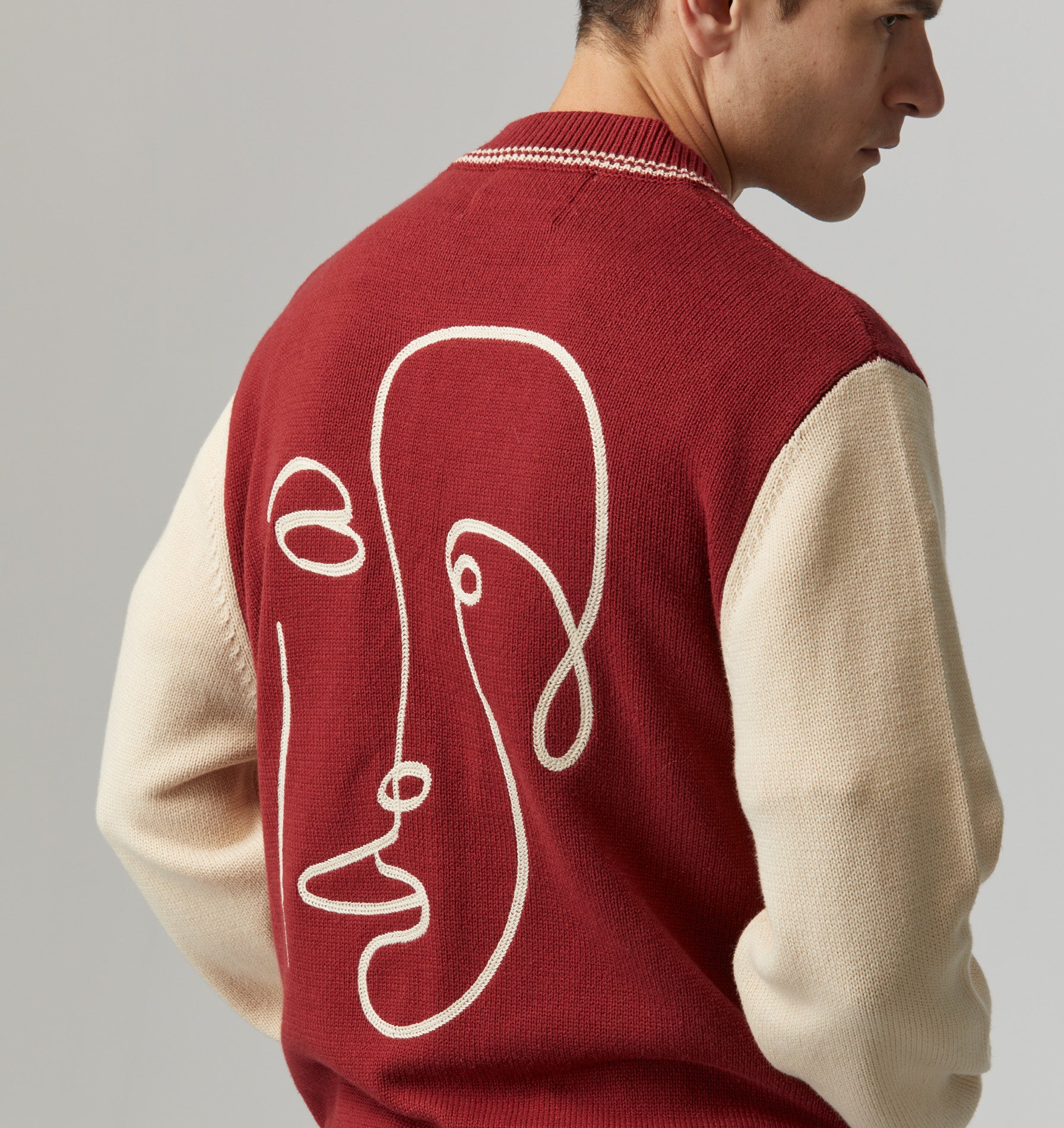 Knit Varsity - Burgundy/Off White
