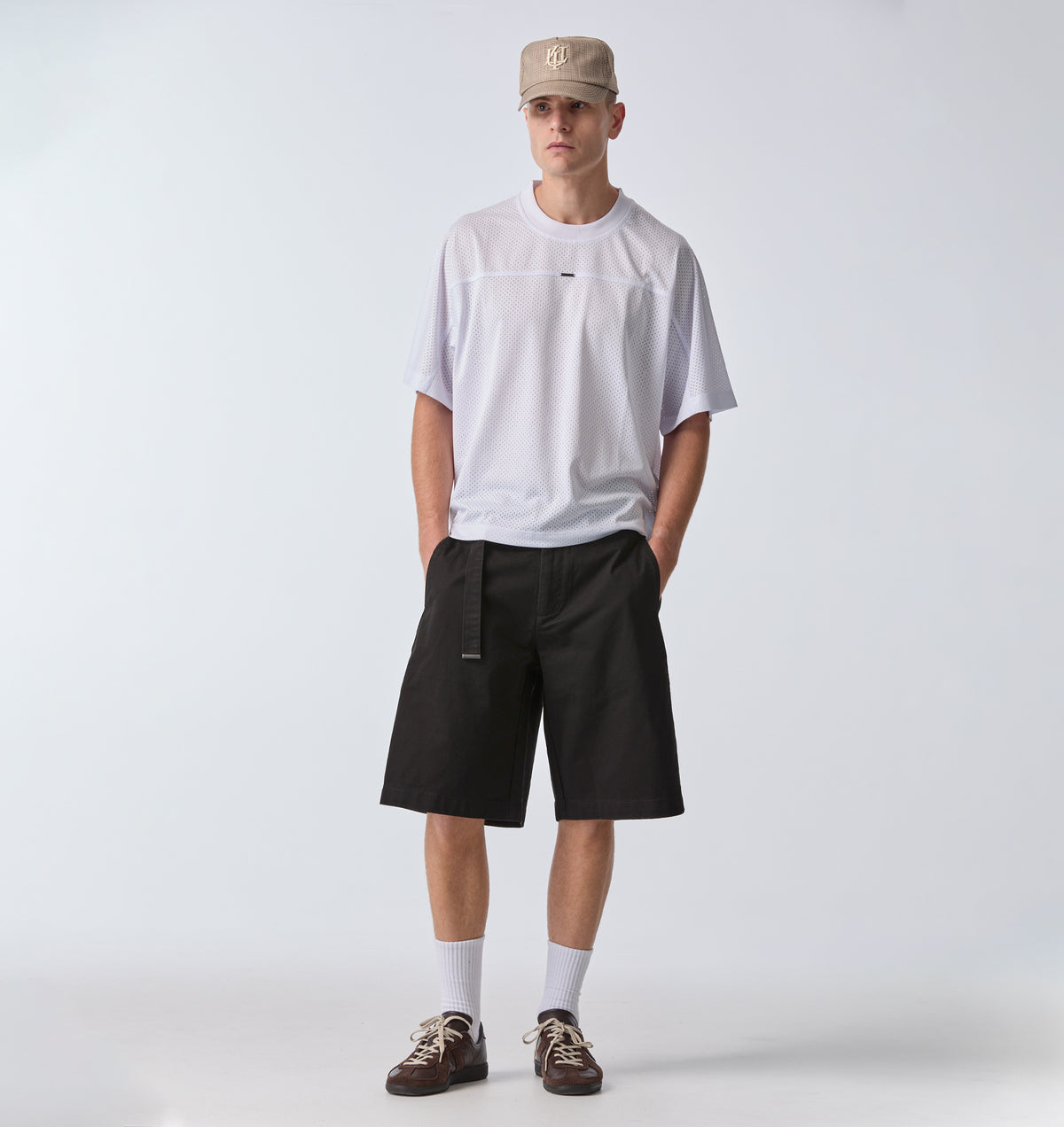 Mesh Crop Box Tee - White