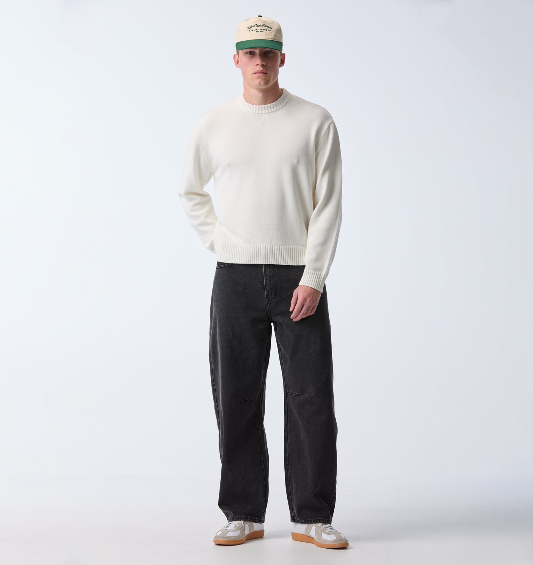 Midweight Crop Knit Sweater - Off White