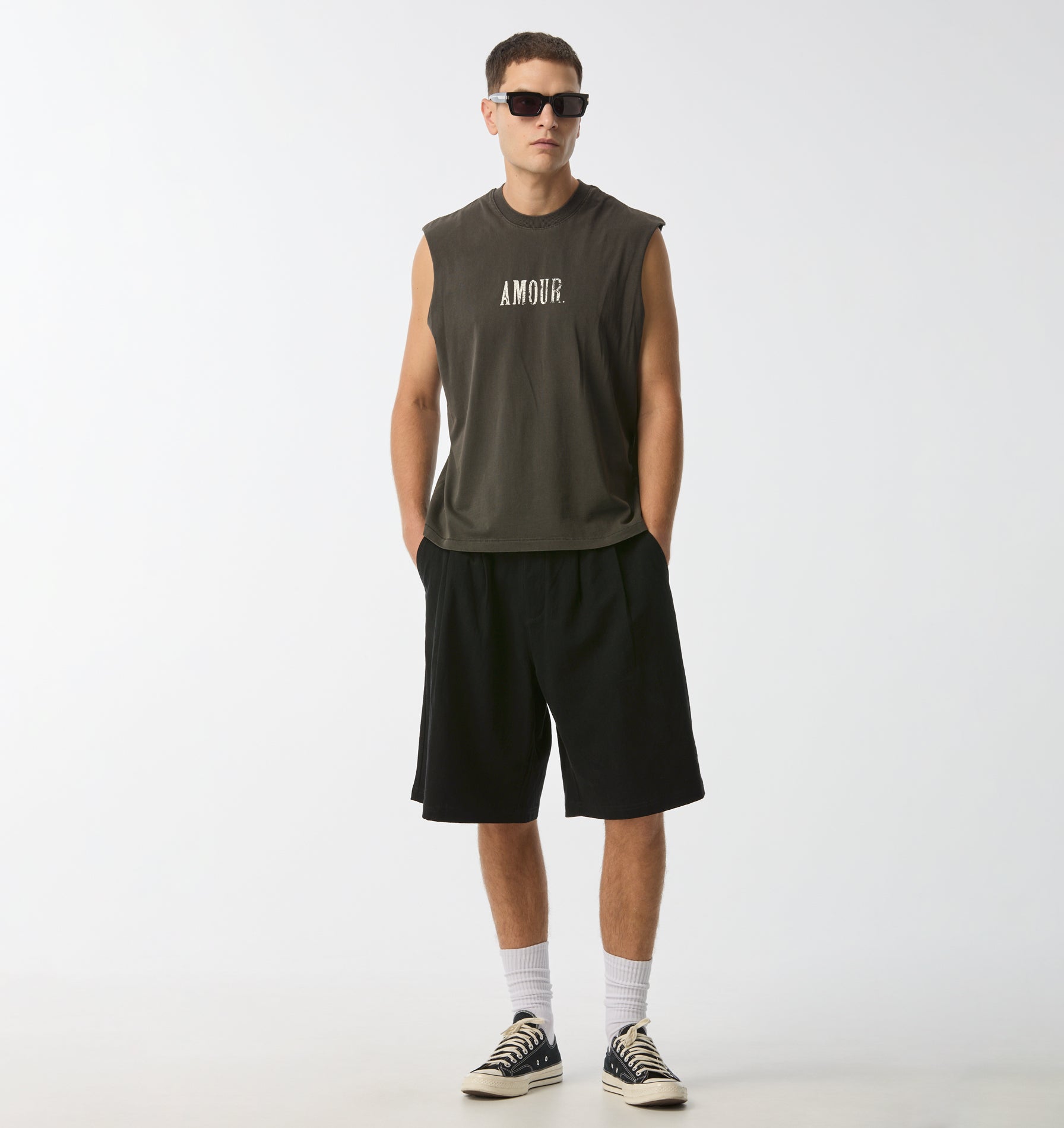 Amour Crop Tank - Washed Black