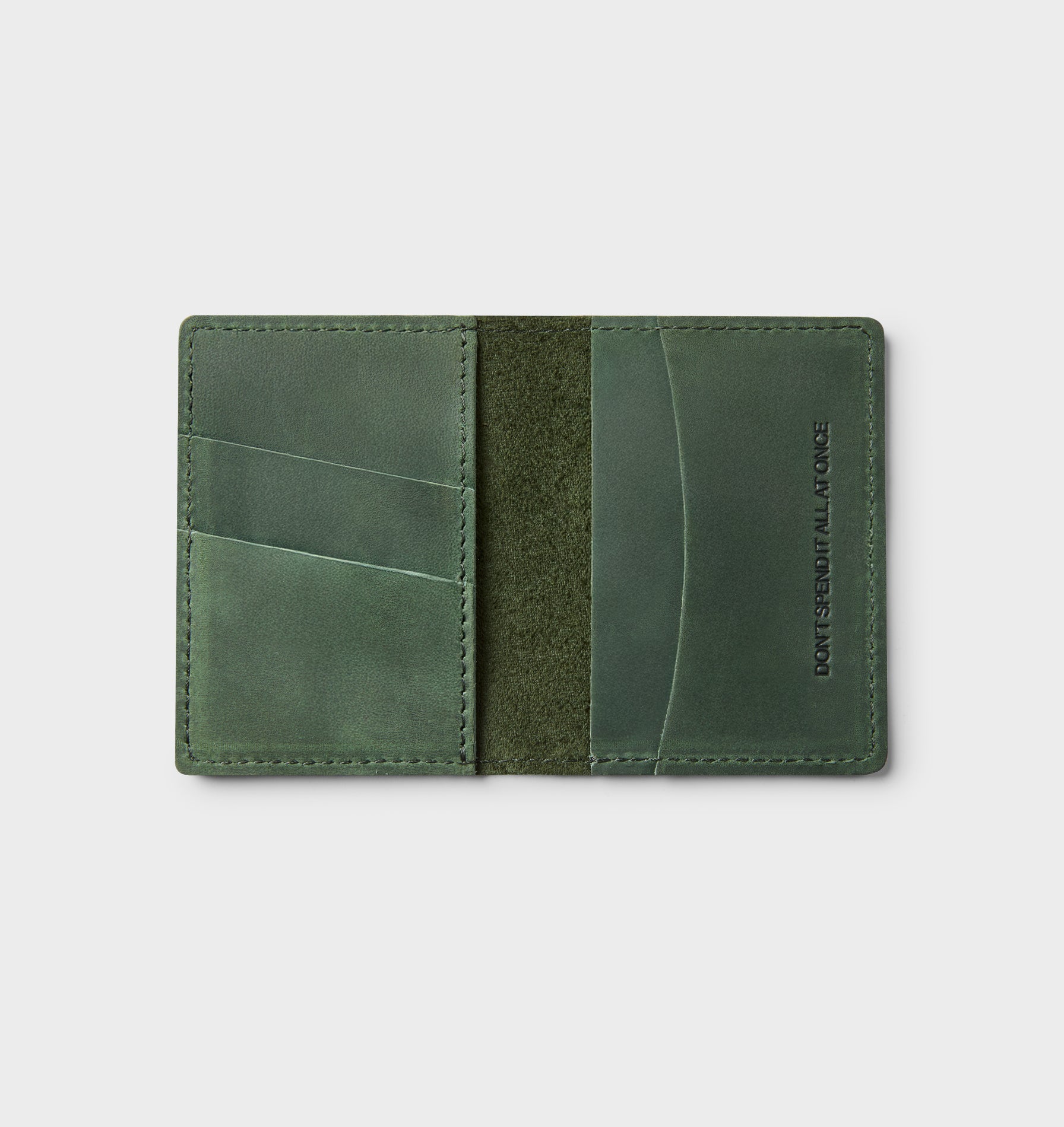 Leather Fold Card Holder - Green