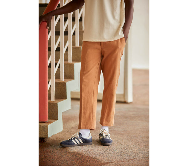 Linen Slim Kobe Pant - Toffee