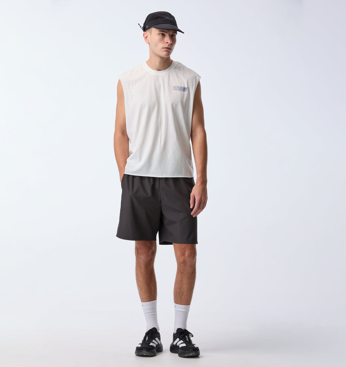 Skeleton Cotton Athletic Crop Tank - Aged White