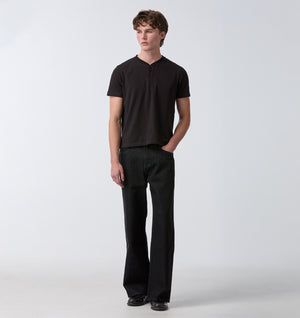 Henley Muscle Tee - Black