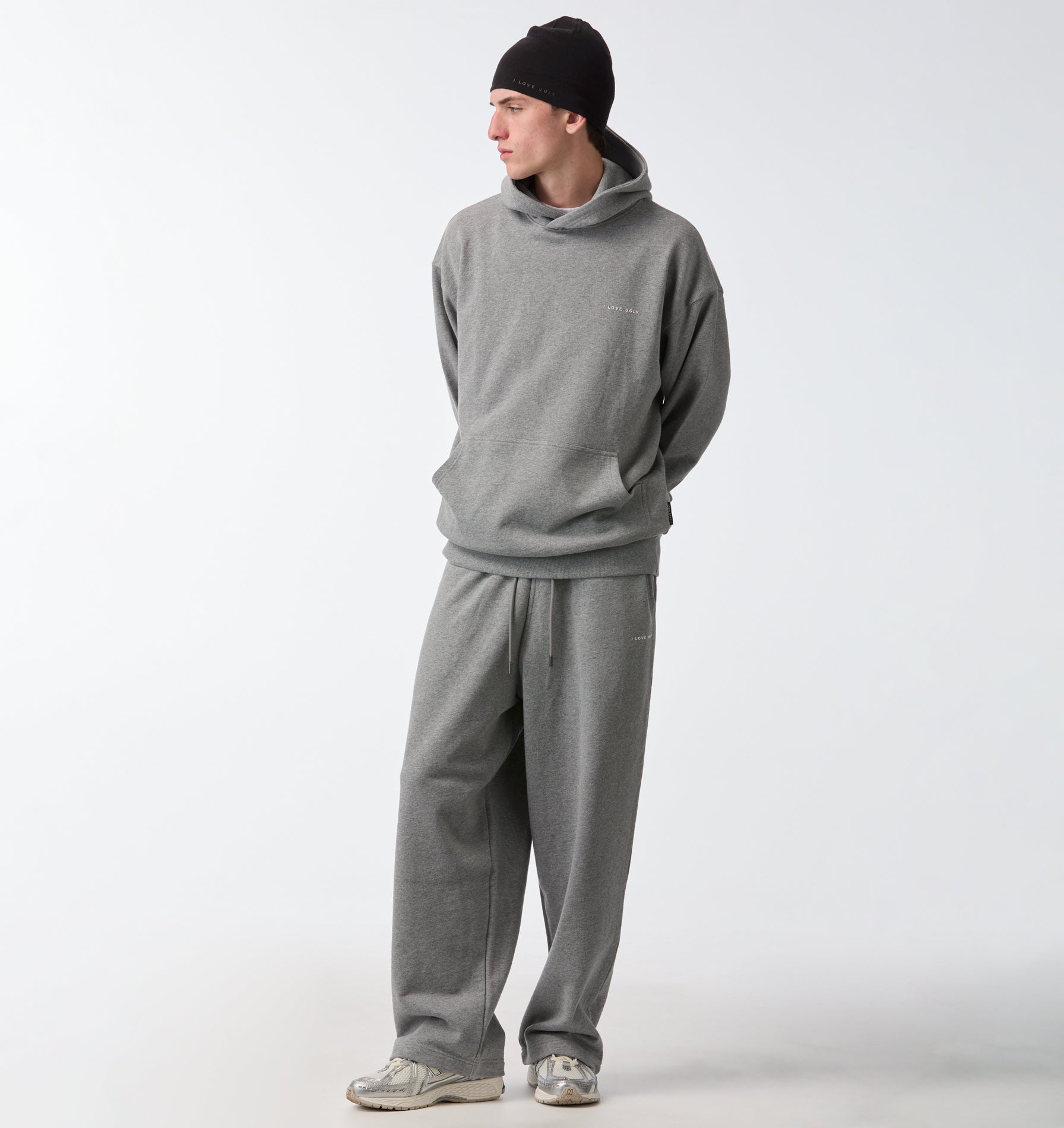 Wide Leg Track Pant - Grey Marle