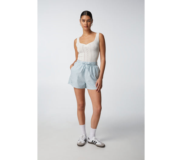 Peyton Cotton Short - Green/White Stripe
