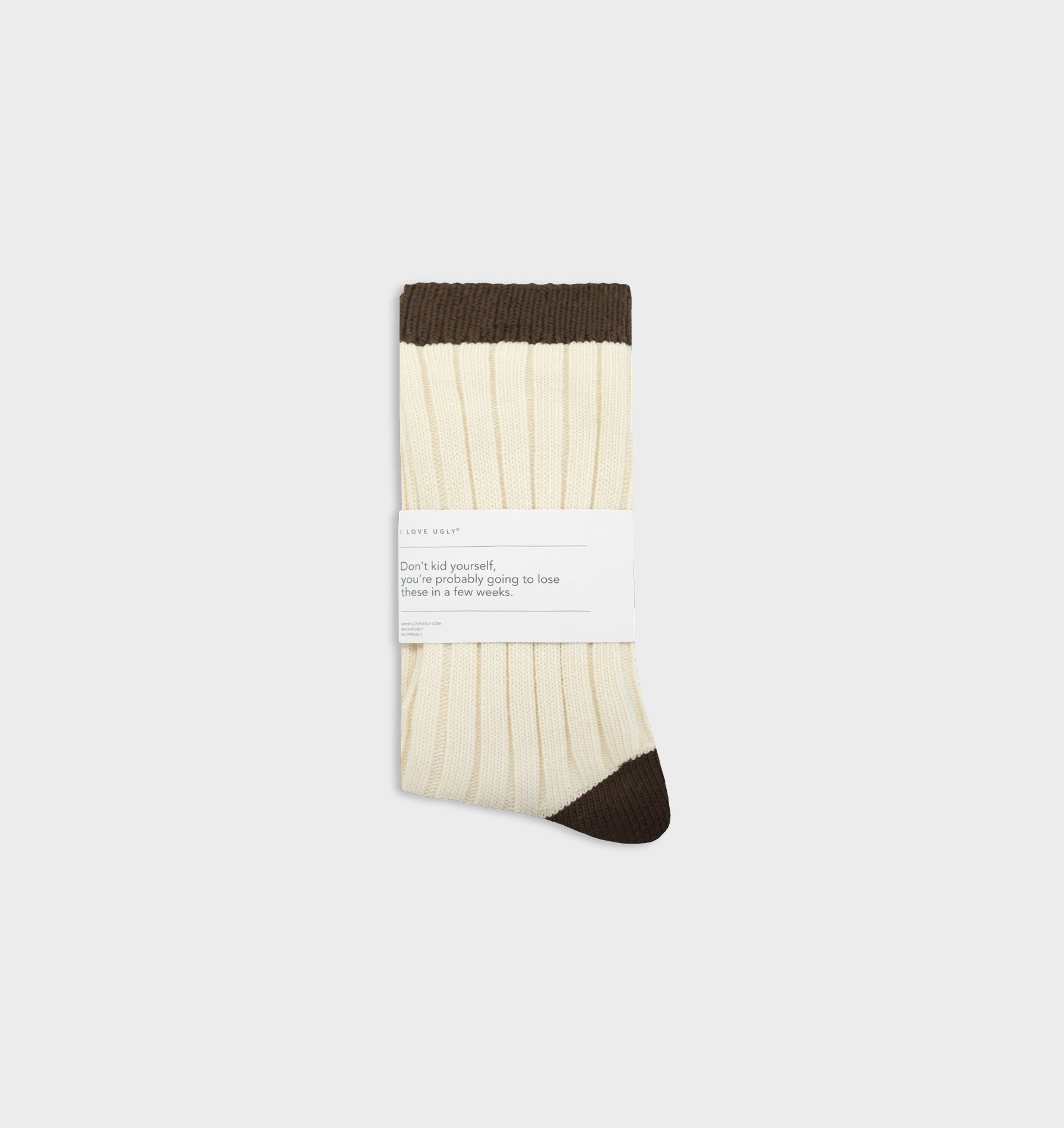 GR X ILU Ribbed Sock - Off White/Brown
