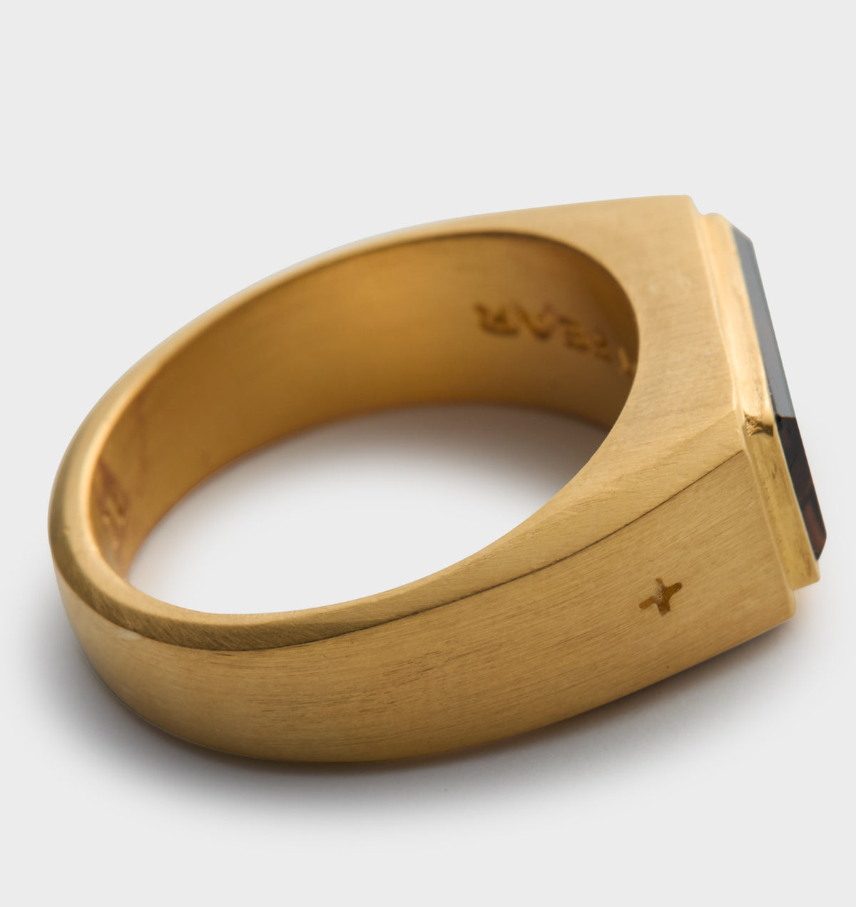 Smokey Quartz Signet Ring - White Brass/18K Hamilton