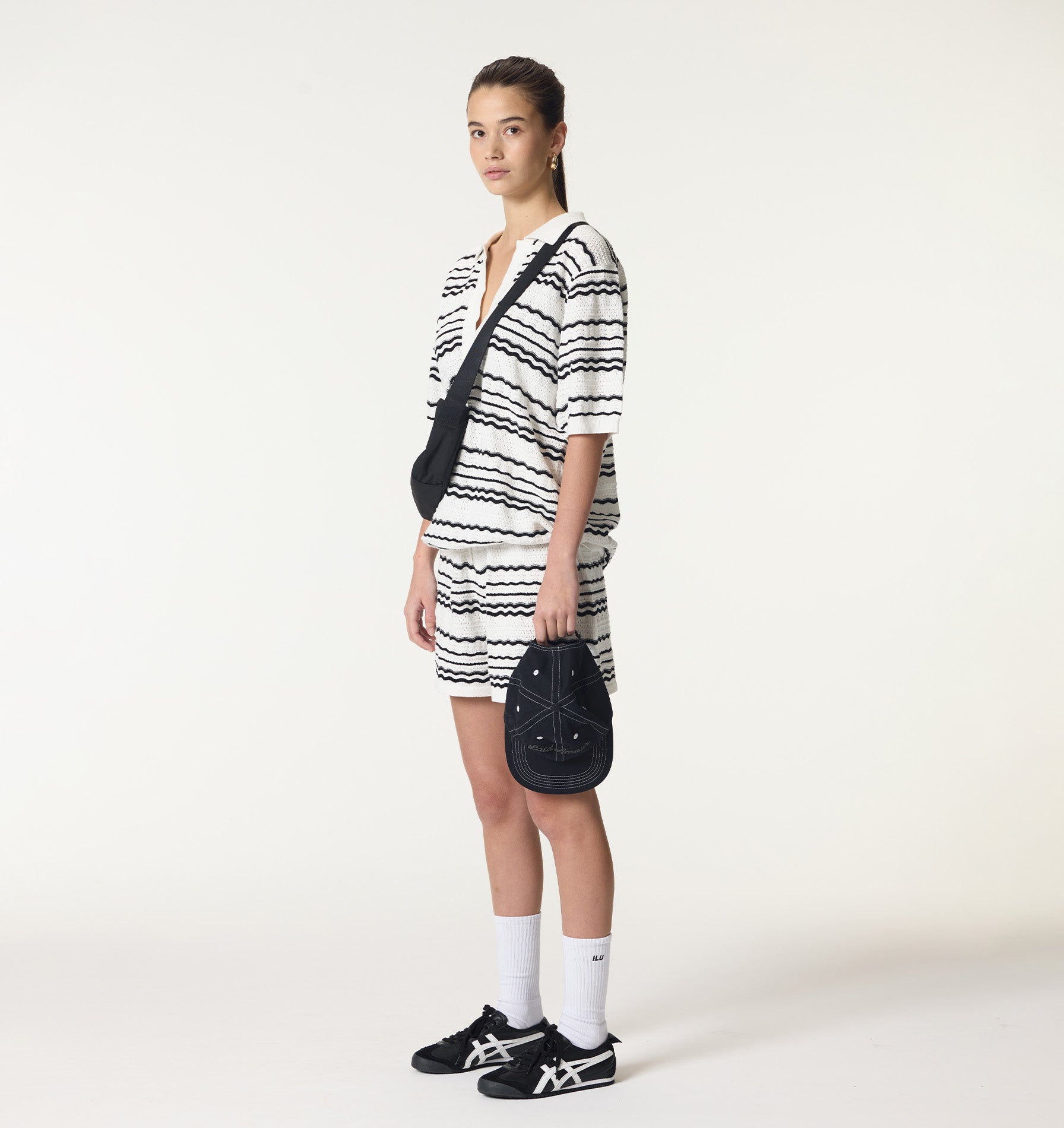 Arlo Striped Knit Polo - White