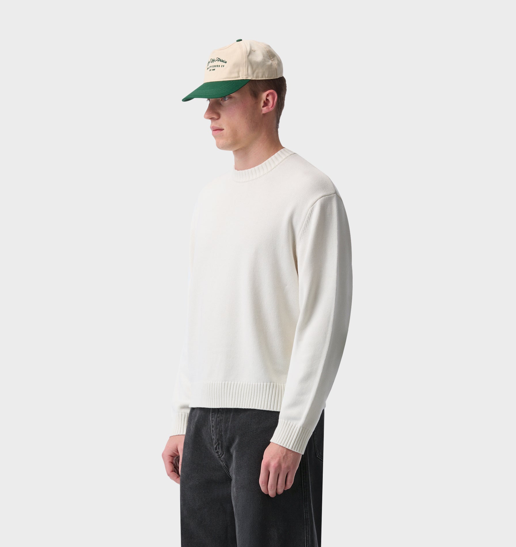 Midweight Crop Knit Sweater - Off White